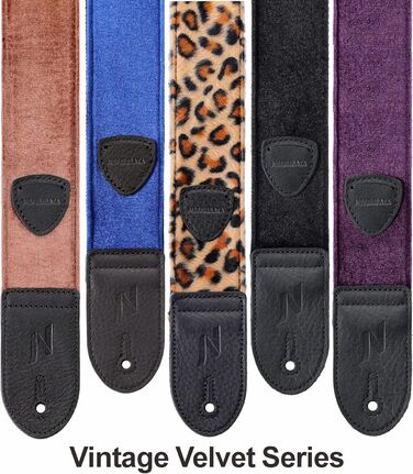 Гітарний ремінь Nefelibata з повного нубуку, вінтажний велюровий ремінь, безкоштовний бонус: 4 медіатори + фіксатори ременя + кнопка для ременя, подарунок для бас-гітари, електро- та акустичної гітари (вишуканий фіолетовий) (C#-небесно-блакитний)