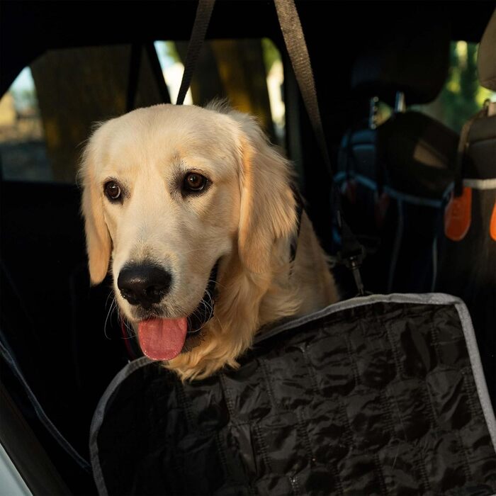 Накидка на заднє сидіння автомобіля для собак Fudajo 137x147 см, роздільна захисна накидка з віконцем, чорний чохол