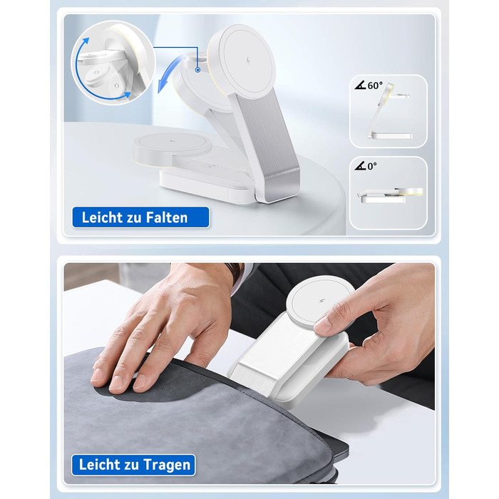 3-в-1 Станція Бездротової Зарядки: iPhone, Apple Watch, AirPods (Біла)