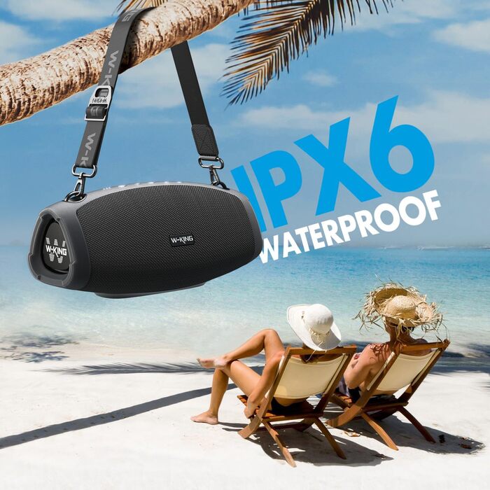W-KING Bluetooth колонка 120W: Водонепроникна портативна колонка для вечірок з глибоким басом, TF/AUX/EQ, до 42 годин