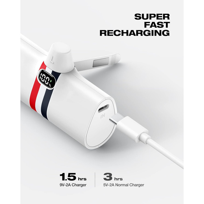 Power Bank VIYISI 5000mAh 20W з бездротовою зарядкою та LED-дисплеєм, сумісний з iPhone 14/12/11/X/8 та ін. (Білий)