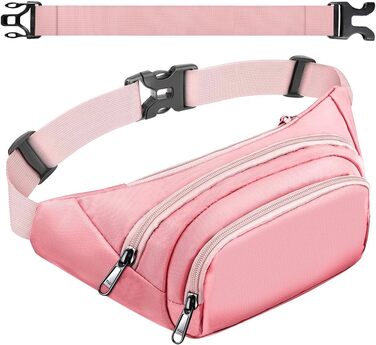 Жіноча/Чоловіча поясна сумка 4 Taschen, велика місткість, водонепроникна, для iPad mini та iPhone 12 Pro Max, для спорту (рожевий)