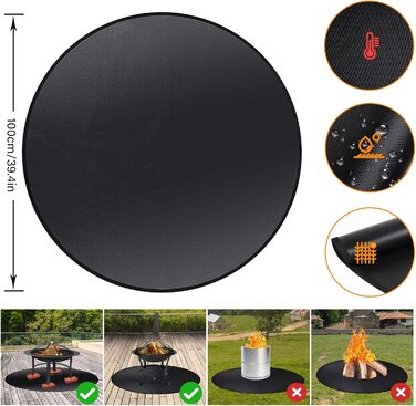 Вогнетривка підкладка ROCKY&CHAO 152x107 см, захисний килимок від вогню 3-шаровий (скловолокно та алюміній) для гриля, барбекю, кемпінгу та захисту підлоги