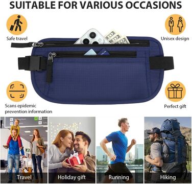 Чоловіча/Жіноча поясна сумка DiULi, чорна/темно-синя, для спорту, подорожей та активного відпочинку