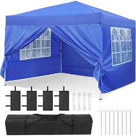Gazebo, Leadyeah Pop-Up Pavilion with Sides, Foldable Camping Pavilion 2.5 x 2.5, Heavy-Duty Pavilion Tent, Completely Waterproof, 50+ UV Protection for Camping, Party - Beige (3x3m Blue)