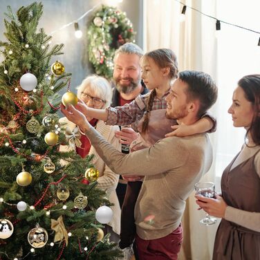 Набір прикрас на ялинку 101 шт. Золоті ялинкові кулі, ялинкова прикраса, набір ялинкових кульок, ялинкова зірка, матові та глянцеві, багаторазові, 3, 4, 6 см