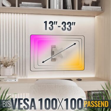 Кріплення для монітора RICOO S1711/S1811: настінна підставка для монітора 13-34 дюймів (з поворотом та нахилом) VESA 75/100 мм