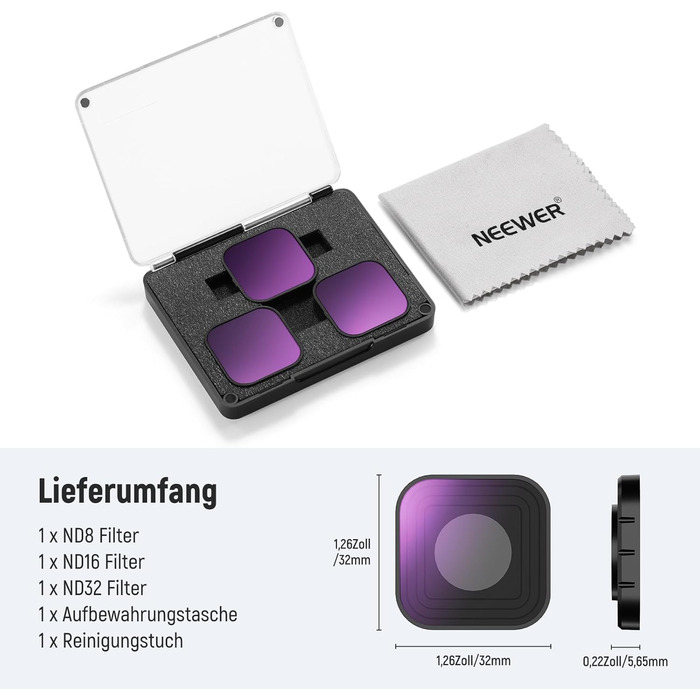 Фільтри NEEWER CPL ND для GoPro Hero 13, 12, 11, 10, 9 - комплект 6 шт. (CPL, ND8, ND16, ND32, ND64, ND1000)
