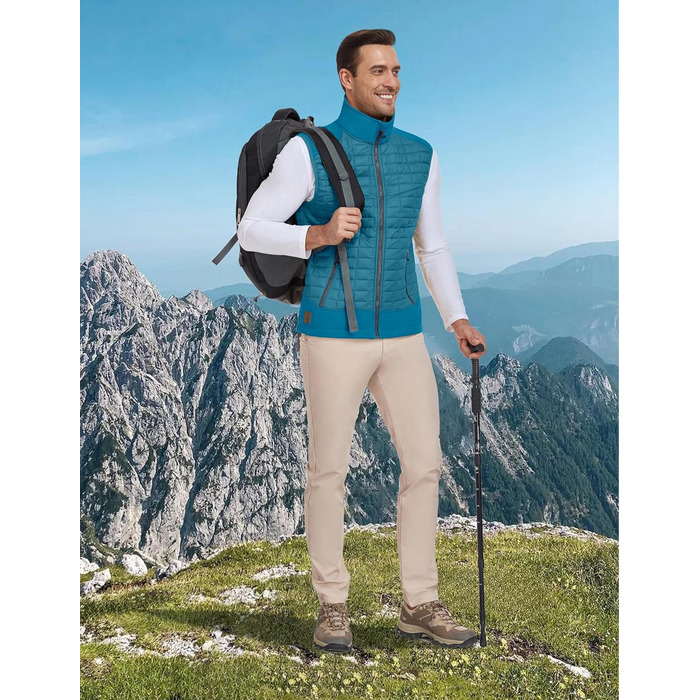 Little Donkey Andy Легка пухова жилетка для чоловіків, тепла безрукавка, outdoor-куртка для піших прогулянок, подорожей та бігу (S, Павіно-блакитний)
