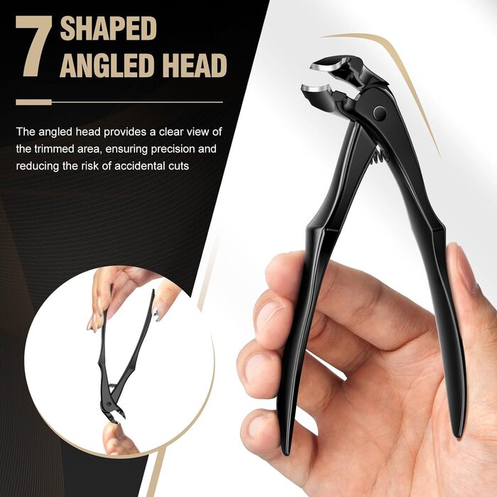 Кусачки для товстих нігтів, широкі губки, для пальців та ніг, гострі, для врослого нігтя, з довгим руків'ям, 5 шт. (чорний)