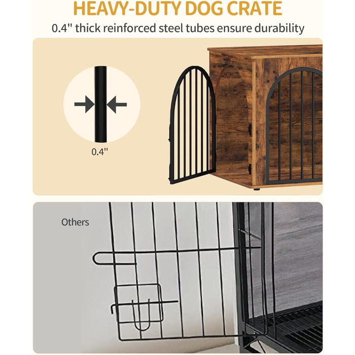 Клітка для собак Hzuaneri, 100 см, 3 двері, сучасний дизайн, для дому, висока міцність, 100 x 60 x 63 см, вінтажний колір, DFC84101B