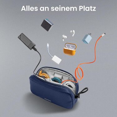 Органайзер для кабелів tomtoc, сумка для аксесуарів, кофр-органайзер для подорожей, чохол для гаджетів, аксесуар для кабелів, адаптерів, павербанку, Navy Blue S