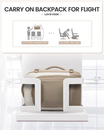 LOVEVOOK Рюкзак для ручної поклажі, 40L, для жінок, валіза-рюкзак з відділенням для ноутбука, водонепроникний, для подорожей, ділових поїздок, вихідних, Khaki-beige