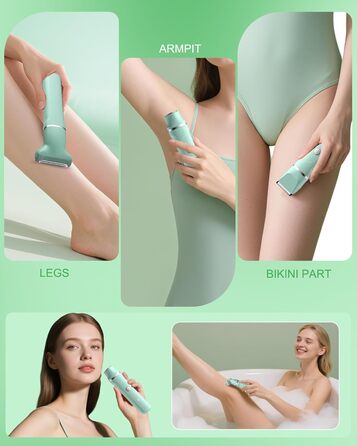 Електричний жіночий тример 3-в-1 для обличчя, ніг, рук, під пахвами та зоною бікіні, водонепроникний, перезаряджається (зелений)