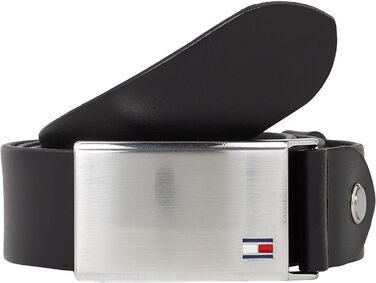 Чоловічий шкіряний ремінь Tommy Hilfiger TH Plaque Belt 3.5, чорний