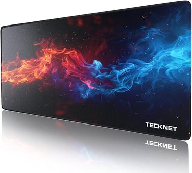TECKNET XXL килимок для миші Speed Gaming, 900x400 мм, чорний, для геймерів, вологостійкий, з покращеною поверхнею для точності та швидкості, антиковзаюча гумова основа (дизайн 