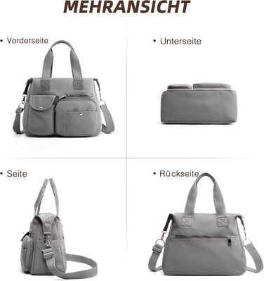 Сумка жіноча DIRRONA велика – містка сумка-шопер для міста, роботи, університету та подорожей, з плечовим ременем (сірий)