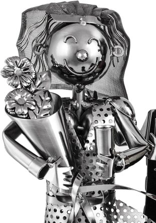 BRUBAKER Champagne or Sparkling Wine Bottle Holder - Wedding Couple Metal Sculpture with Gift Card