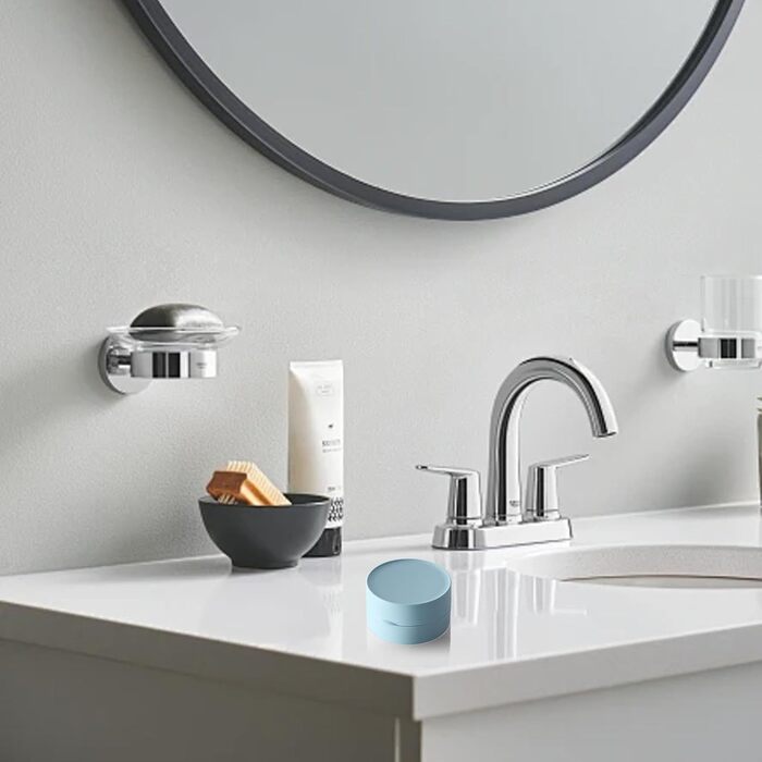 Підставка для мила MYLERCT, 11.5 x 10 см, з харчового смоли, для ванної кімнати та кухні, кругла, з текстурою мармуру, з антиковзкими наклейками