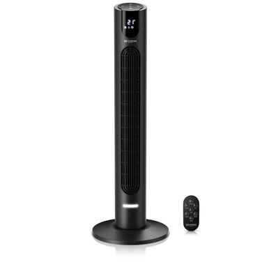 Вентилятор DC Brandson з пультом керування - тихий, 8 швидкостей, Sleep Mode, осциляція, 4 режими, дисплей, енергозберігаючий