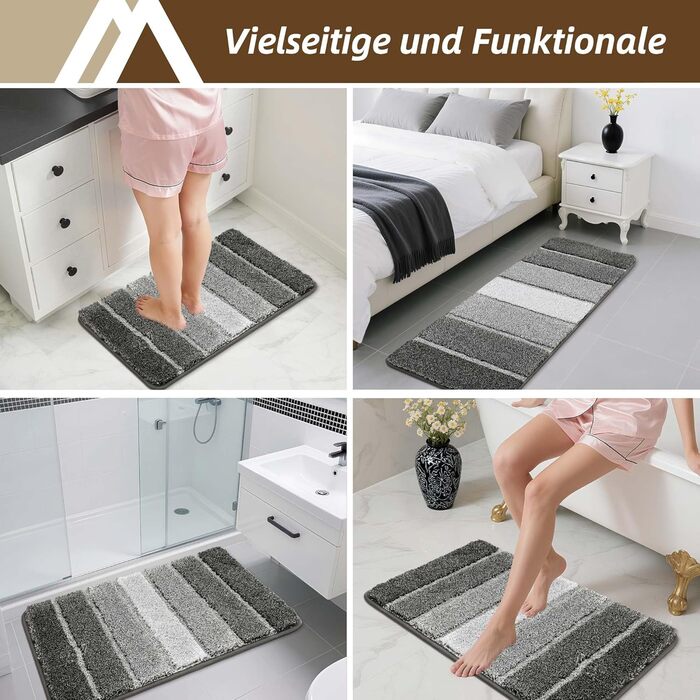 Килимок для ванної кімнати COSY HOMEER 40 x 60 см, антиковзаючий, м'який, для душу та ванної, темно-сірий