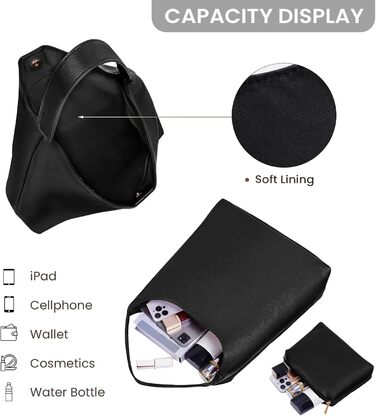 Сумка жіноча GSenhui Hobo Bag чорна шкіряна велика шопер для роботи, навчання, покупок - вінтажний стиль