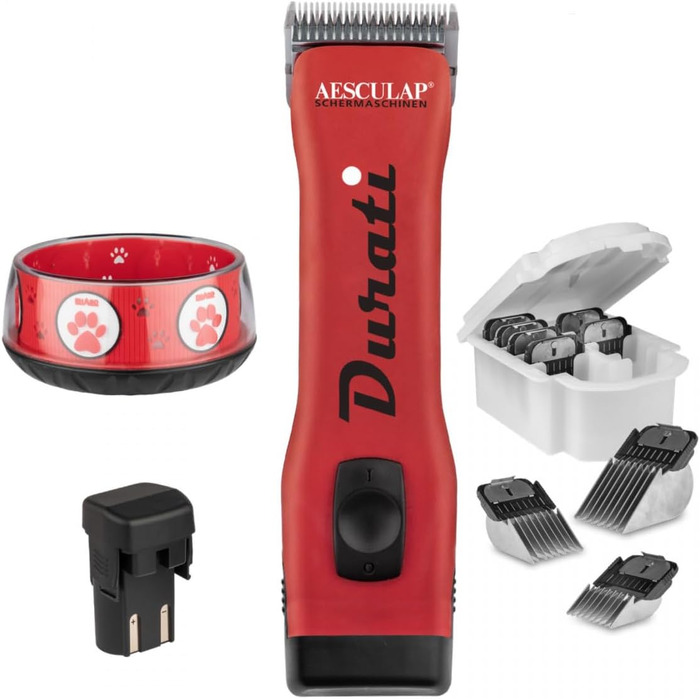 Набір для стрижки собак EHASO Aesculap Profi Durati Speed: стрижка, миска, гребінець (червоний)