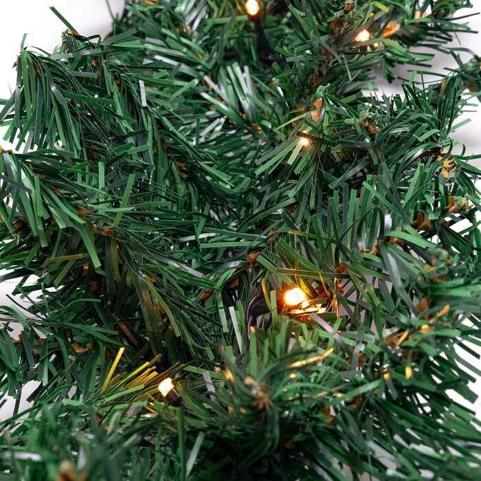 Декоративна гірлянда з LED-підсвічуванням 5 метрів, 80 LED, розширювана, на батарейках, з таймером, шнур 10 метрів, для дому та саду, штучна, тепле біле світло