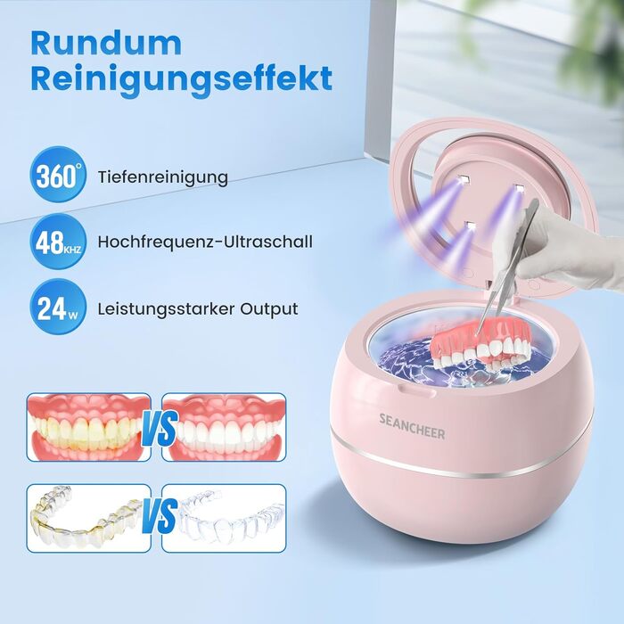 Ультразвукова очищувачка 48000 Гц A-sakura Rosa: для зубних протезів, ювелірних виробів та ін.