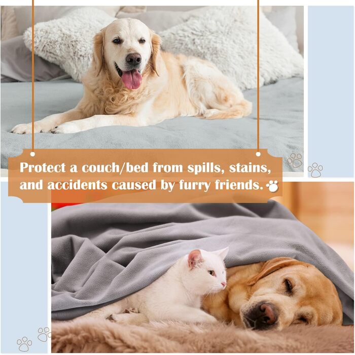 Водонепроникний килимок для собак Kritter Planet, м'який, стійкий до сечі, для дивана, ліжка, авто, меблів, XXL (229 x 203 см), сірий