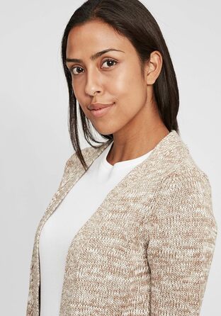 OXMO Cardigan жіночий трикотажний довгий з великою в'язкою, накладні кишені, 100% бавовна, Regular fit, колір Dune