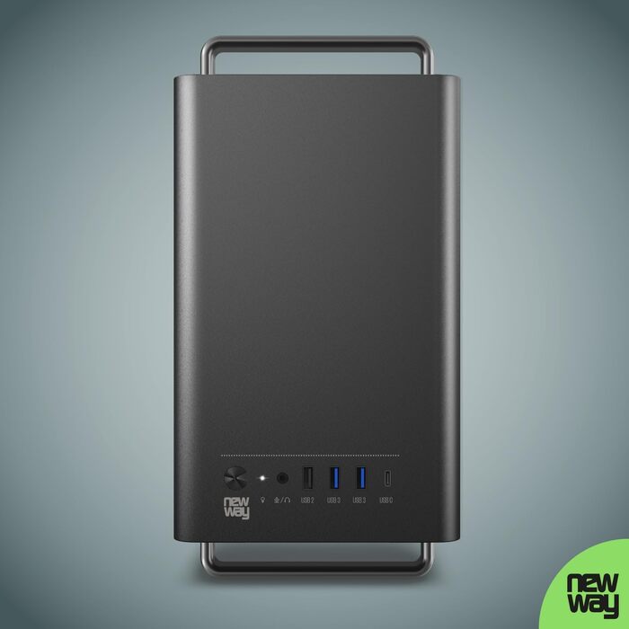 Корпус для ПК NEWWAY NC1 Mini-Tower, підтримка Mini-ITX/ITX/Micro-ATX, USB Type-C, з вентилятором 9мм, металевий сітчастий дизайн, чорний