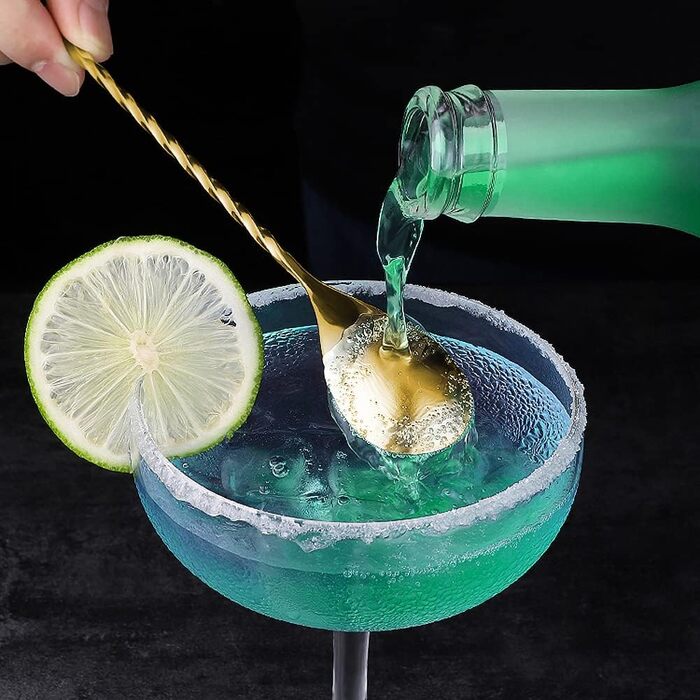 Якісний барний мішалка для коктейлів YFWOOD з нержавіючої сталі, довгий руків'я, стильний спіральний дизайн, ідеально для барменів та дому (Золотий)