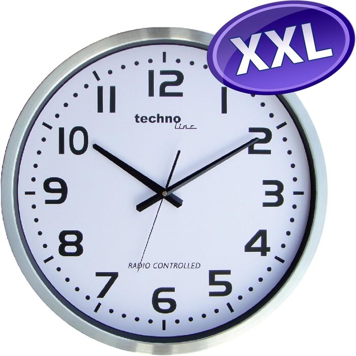 Technoline, WT 8995 Jumbo Funk Wall Clock, Ø 50cm, Metal Frame, Silver