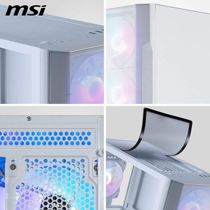 Корпус ПК MSI MAG Forge M100R White - Mid-Tower, ATX, підтримка RTX 40, ARGB, магнітні фільтри, загартоване скло