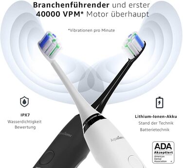 AquaSonic DUO PRO – Електрична зубна щітка з ультразвуком 40 000 VPM - 4 режими, Smart-таймер, UV-стерилізація, бездротова зарядка, 10 насадок ProFlex та 2 дорожні етиуси