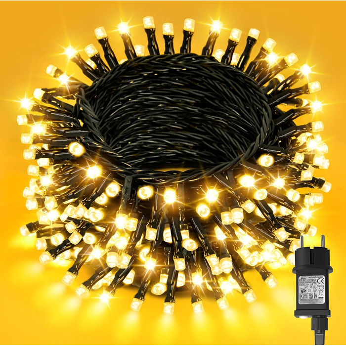 Гірлянда Halloween на 300 LED з таймером та 8 режимами освітлення, 30 метрів, тепле світло, для декорування приміщень та вулиці