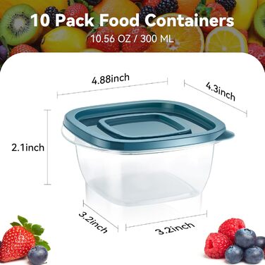 Контейнери для їжі EFISH 20 шт. з кришкою, прямокутні, пластикові, 500 мл та 300 мл. Набір для зберігання продуктів, школи, роботи та подорожей