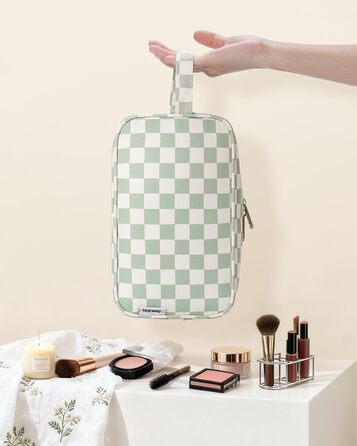 Чоловічий туалетний набір Narwey: водонепроникна косметичка для подорожей з багатьма відділеннями (чорний/рожевий у шаховому візерунку)