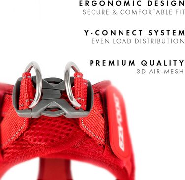 Шлейка для собак EzyDog FORMFIT для маленьких собак – дихаюча сітка 3D Air Mesh, легка, регульована, з відбиваючими елементами та міцним D-подібним кільцем (XS, Червона)