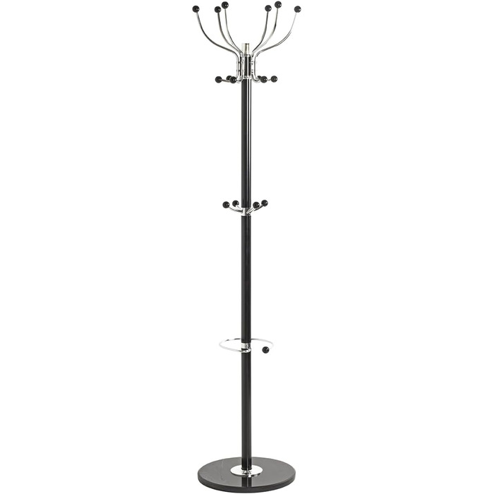 HAKU Furniture Coat Rack, Chrome, Black, Marble, Metal - Dimensions: H 176 cm x Ø 38 cm, Style: Modern