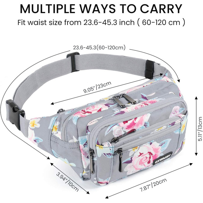 Гірчиця Bauchtasche для жінок та чоловіків, поясна сумка, універсальний розмір, сірий квітка