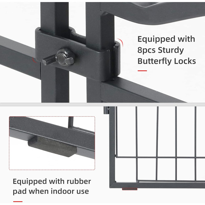 Летіжне полотно BingoPaw XXL для цуценят: міцний металевий забіг для собак, кроликів, котів, хом'яків (8 частин, 80 см)