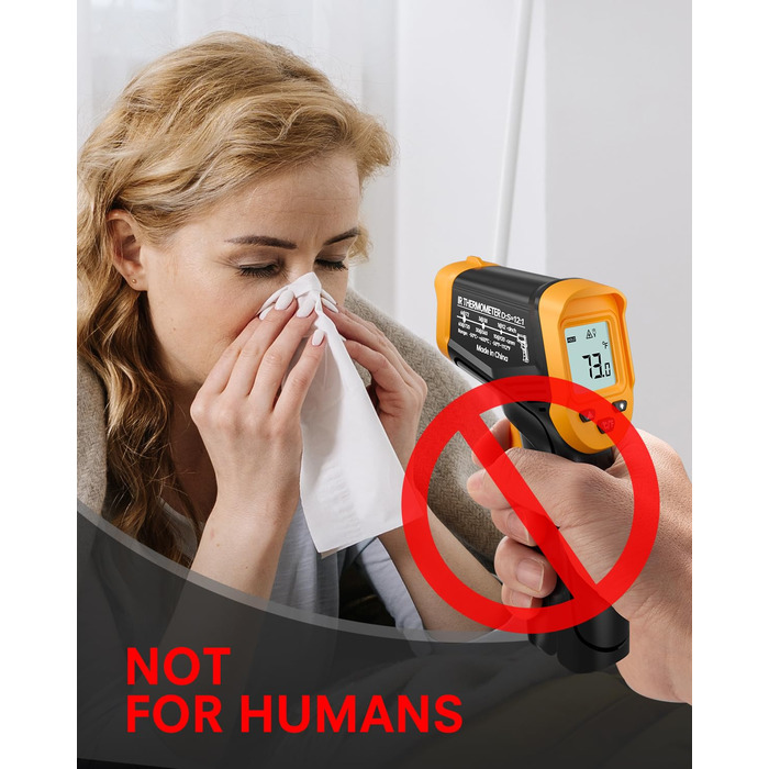 Інфрачервоний термометр Eventek -50°C до 600°C. Безконтактний цифровий лазерний термометр з підсвічуванням екрану. Для кухні, гриля, охолодження, промисловості. Базова комплектація