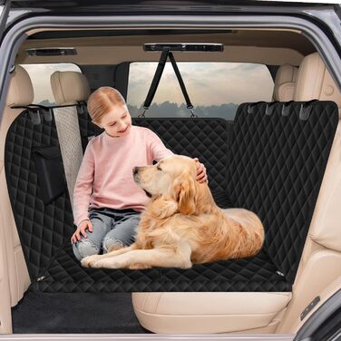 Захисний чохол на заднє сидіння автомобіля для собак, чорний (132x66 см) - водовідштовхувальний, антиковзаючий, з жорсткою основою