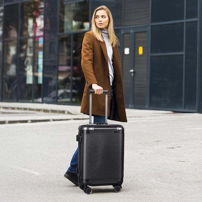 Набір валіз Tavoxda 3 шт., жорсткий корпус, TSA-замок, телескопічна ручка, чорний колір