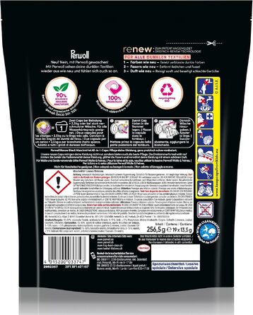 Капсули для прання Perwoll Renew Caps Black для темного одягу, All-in-1, відновлення кольору та волокон, 80 прань (2 x 40)