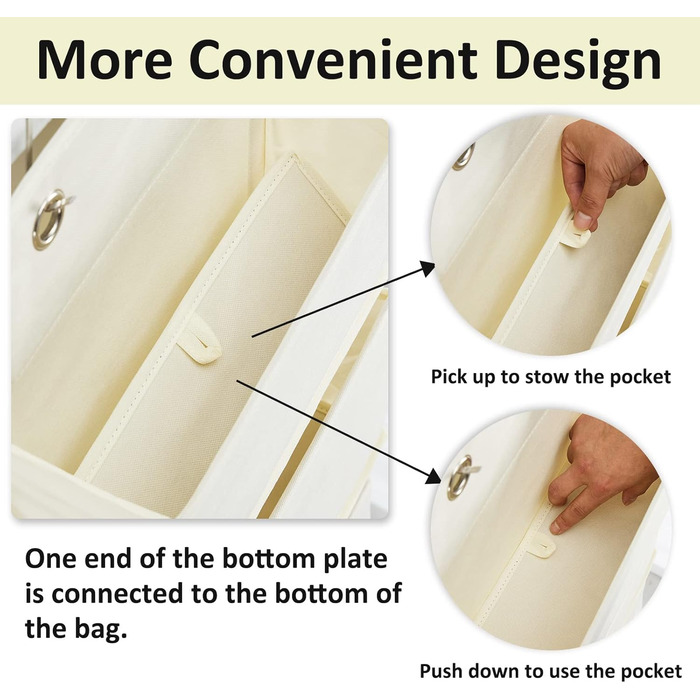 Органайзер для дверей Youdenova з 4 кишенями та 2 гачками, настінна підвісна полиця для зберігання, для ванної, спальні, дитячої кімнати (Бежевий)