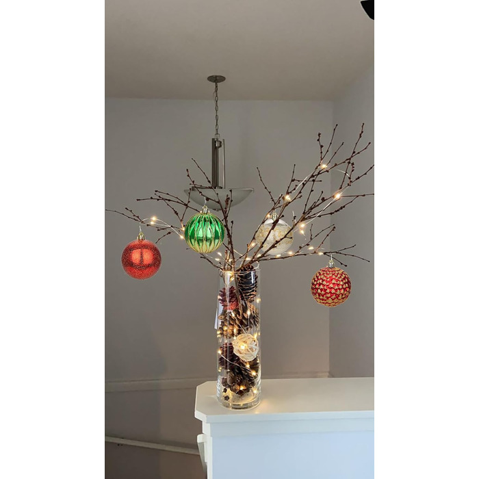 Набір прикрас для ялинки 92 шт. – Стійкі до пошкоджень ялинкові кулі блакитного та золотого кольорів – прикраси для ялинки, вінка, різдвяний декор (червоний та зелений)