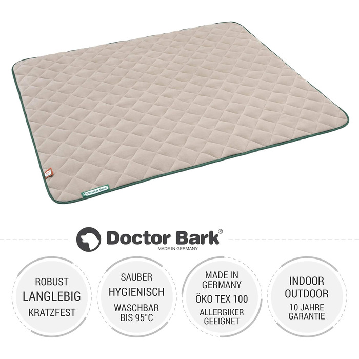 Підстилка для собак Doctor Bark з флісу, двостороння - м'яка та міцна, для великих собак. Можна прати до 95°C. Якісна підстилка для дому та вулиці (XL - 120x100 см, Бежевий/Зелений)